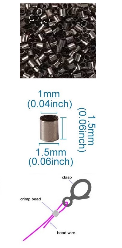1.5mm Electroplated Brass CRIMP TUBES #1 (1mm Opening) - Gunmetal