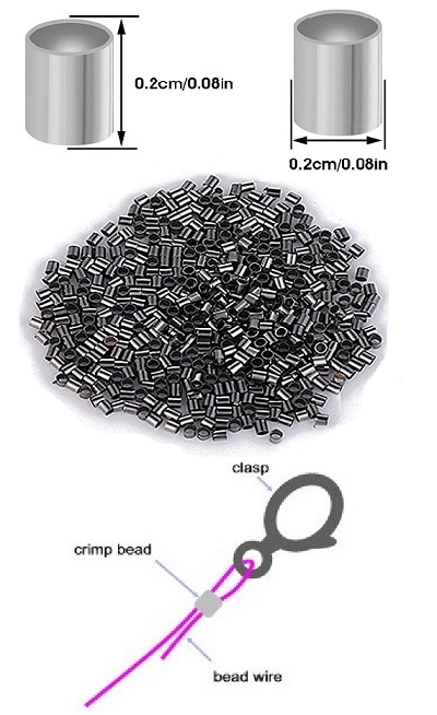2mm Electroplated Copper CRIMP TUBES #3 (1.6mm Opening) - Gunmetal
