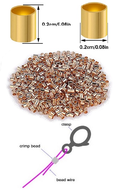2mm  Electroplated Copper CRIMP TUBES #3 (1.6mm Opening) - Rose Gold