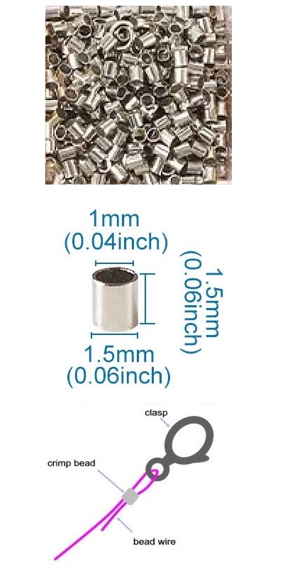 1.5mm Electroplated Brass CRIMP TUBES #1 (1mm Opening) - Rhodium