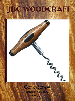Segmented Mahogany & Ebony Chrome Cork Screw ~ JBC Woodcraft®
