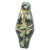 10x24mm Black & Grey Picasso w/Gold Wash Pressed Glass Willendorf Venus GODDESS Beads