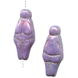 10x24mm Opaque Lavender & Copper A/B Pressed Glass Willendorf Venus GODDESS Beads