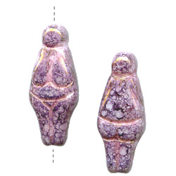 10x24mm Opaque Fuschia Purple Piccasso Pressed Glass Willendorf Venus GODDESS Beads