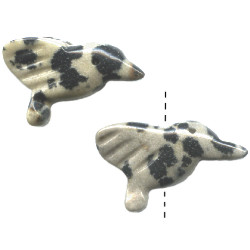 12x20mm Dalmatian Jasper HUMMINGBIRD Animal Fetish Beads