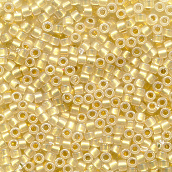 DB0230: 11/o MIYUKI DELICAS - Transparent Cream, 24kt Gold Lined