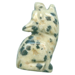 10x20mm Dalmatian Jasper 3-D HOWLING COYOTE, WOLF Animal Fetish Bead
