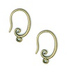 9x16mm Plated Brass EAR HOOKS, Swirl with Bottom Loop - Bronze