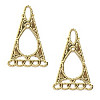 18x27mm Gold Plated 5-Loop Filigree Triangle CHANDELIER EARRING Components