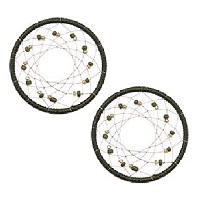 32mm Hand Woven & Beaded Dream Catcher EARRING HOOP Components - Olive Green