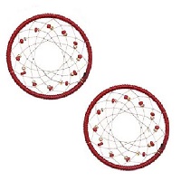 32mm Hand Woven & Beaded Dream Catcher EARRING HOOP Components - Red