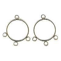 22mm Gold-Plated EARRING HOOP Components, Three Bottom Loops
