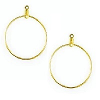 28mm Gold-Plated EARRING HOOP Components with Top & Center Hole