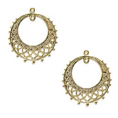 25x28mm Gold Plated Filigree EARRING HOOP / CHANDELIER Components