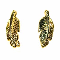 5x13mm Gold Plated Feather with Bottom Loop EARRING POST & CLUTCH components