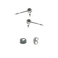 21 Gauge Surgical Steel, 4mm Ball & Bottom Loop, EARRING POST & CLUTCH Components