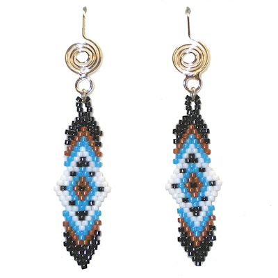 Spiral Desigh Wire Hook Earrings: Southwestern Style Delica Bead Panel Drops ~ Sedona