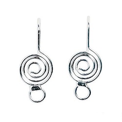 Silver Plated Spiral EAR WIRES with Bottom Loop