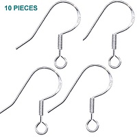 15mm 925 Sterling Silver French EAR WIRES with Coil & Bottom Loop