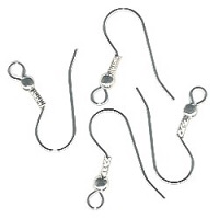 Surgical Steel Ball & Coil Fishhook EAR WIRE with Bottom Loop