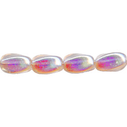 6x9mm Transparent Pink A/B Vitrail Pressed Glass TWISTED OVAL Beads