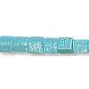 6x6mm Turquoise *Desert Sun* Silver-Plated Pressed Glass CUBE Beads
