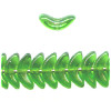 4x7mm Transparent Kelly Green Pressed Glass CRESENT Beads