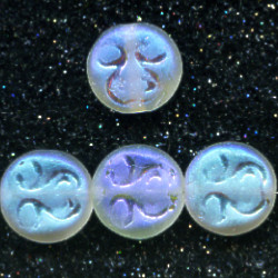 10mm Transparent Frosted Crystal A/B Vitrail Pressed Glass MOON FACE DISC/COIN Beads