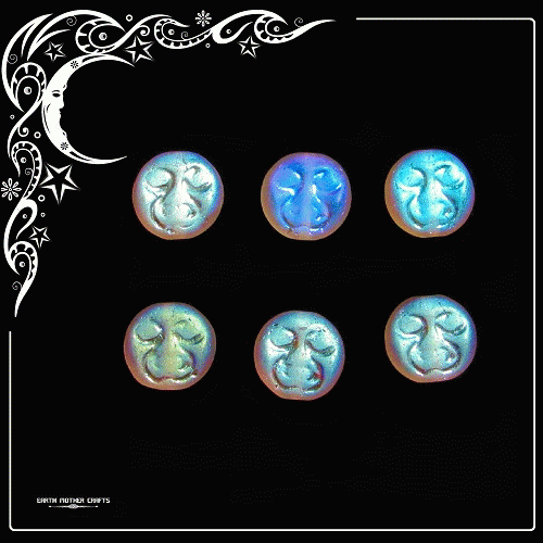 10mm Transparent Frosted Crystal A/B Vitrail Pressed Glass MOON FACE DISC/COIN Beads