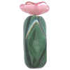 15mm Opaque Green & Pink Pressed Glass 2-Piece BARREL CACTUS Charm / Bead Set