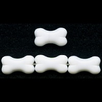 15mm JABLONEX® Czech Pressed Glass BONE Shaped Beads ~ White