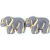 11x15mm Opaque Grey w/ Gold Etch Pressed Glass ELEPHANT Beads