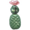 19mm Opaque Green & Pink Pressed Glass 3-Bead PRICKLY PEAR CACTUS Charm / Bead Set