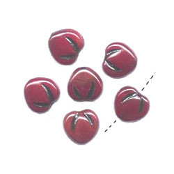 10mm Opaque Red w/Black Wash Pressed Glass CHERRY Beads