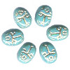 8x11mm Opaque Turquoise Blue w/ Gold Etch Pressed Glass SCARAB Beads