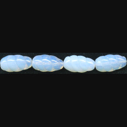 9x16mm Translucent Opal White Pressed Glass Snail Shell / Spiral DROP Beads