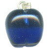 14mm Transparent Cobalt Blue Glass APPLE Charm / Pendant - with Bail