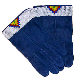 Lady's Beaded Suede Gloves ~ Blue