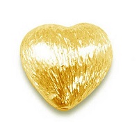 10x10x4mm Gold-Plated Brushed Copper PUFFY HEART Beads