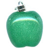 14mm Green Agate Carved APPLE Charm / Pendant - with Bail