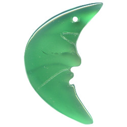 15x34mm Green Agate Crescent MOON Face Pendant/Focal Bead