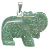 19x25mm Green Aventurine 3-D ELEPHANT Animal Fetish Pendant/Focal Bead