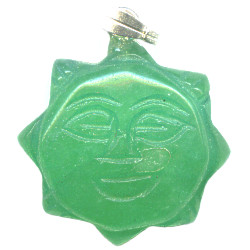 18mm Green Quartz (Dyed) SUN FACE Charm/Pendant Bead - With Loop & Bail