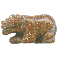 11x22mm 3-D Red Goldstone COUGAR, MOUNTIAN LION Animal Fetish Bead