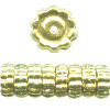 4x11mm Goldtone Hollow Brass Corrugated Flat DISC Beads