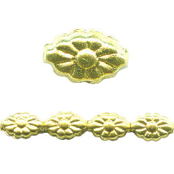 6x10mm Goldtone Hollow Brass Floral Flat OVAL Beads