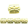 11x12mm Goldtone Hollow Brass Floral SQUARE Pillow Beads