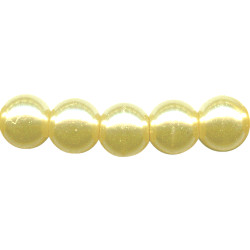 8mm Opaque Pale Yellow Luster Czech Pressed Glass Smooth ROUND Pearl Beads