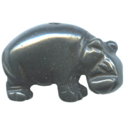 14x22mm Hematite HIPPO Animal Fetish Bead