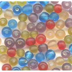 3-5mm Transparent Amber, Red, Blue & Purple Lampwork ROUND Bead Mix